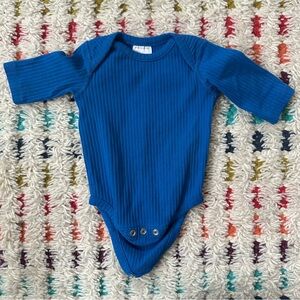 Hanna Andersson Blue Ribbed Onesie
